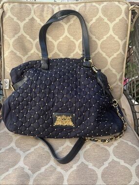 Juicy Couture Lauryn Quilted Navy Shoulder Bag with Gold Chain and Tassel
